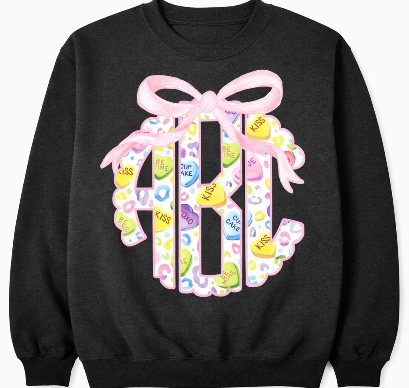 Monogram valentines hearts