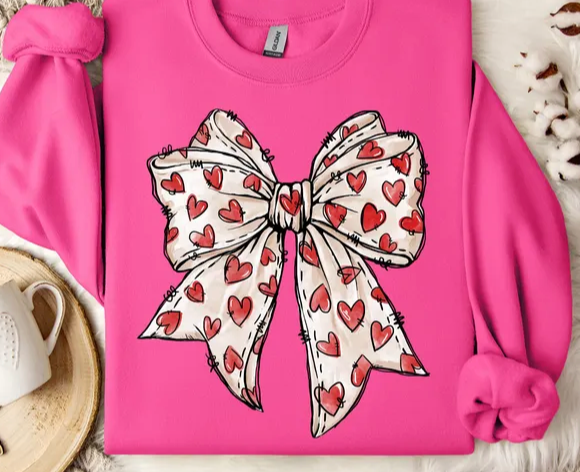 valentine bow with hearts