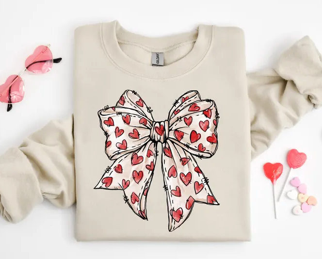 valentine bow with hearts