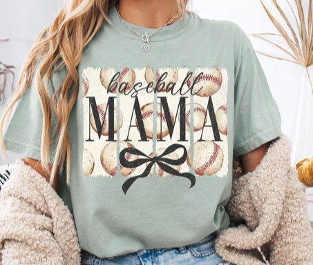 Baseball Mama Columns with Bow